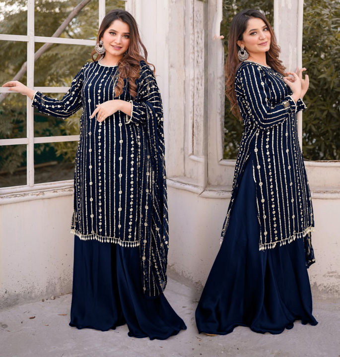 Stylish%20Heavy%20Embroidery%20Hania%20Amir%203%20Peice%20Dress%20For%20Girls%20-%20Stiched%20Suit%20Sequence%20Pearls%20Embroidered%203%20Pc%20Dress%20For%20Women%20-%20Unique%20and%20Elegant%20Premium%20quality%20-%20Image%206