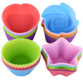 06 Pcs Multicolor Silicone Baking Muffin Cupcake Moulds Reuseable Microwave Oven Safe Non Stick Heat Resiistant Baking Cups. 