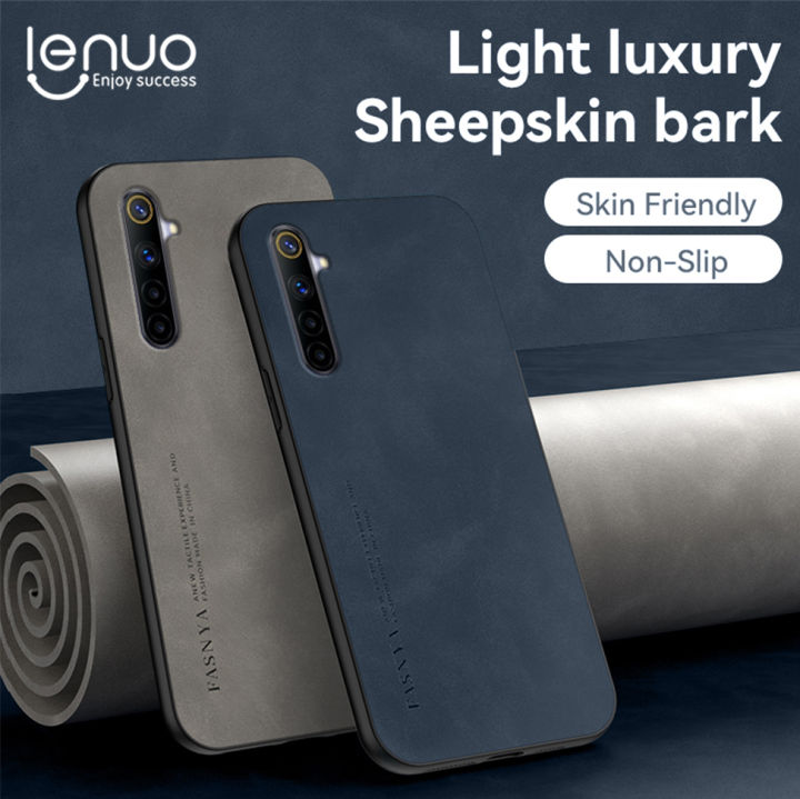 Lenuo For Realme 6 Sheepskin Leather Shockproof Case Luxury Matte Back Cover