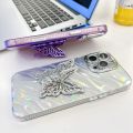 (COD) Plating Glitter Texture Butterfly Holder TPU Phone Case with Lens Film For iPhone 16e. 