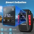 Digital Tyre Inflator Pump, Coquimbo 12V DC 150PSI Portable Air Compressor for Car Tyre with 35L/Min Air Flow, 3 Nozzle Adaptors, Bright LED Light and HD LED Display with Storage Bag. 
