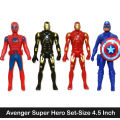 2 Pcs Set - Marvel Avenger Super Hero Action Figure Toy Set - Iron Man Red Iron Man Black Spider Man Captain America - Size 4.5 Inch/12cm. 