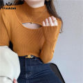 Yfashion Women Half Turtleneck Sweater Knitted Bottoming Shirt  Fit Solid Color Long Sleeves Tops color. 