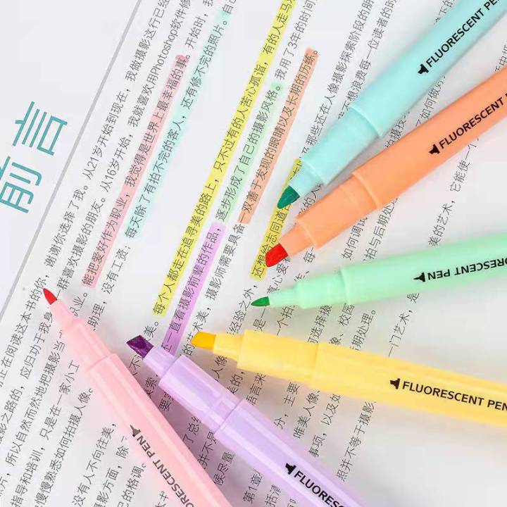 6Pcs/Set%20Double%20Head%20Fluorescent%20Highlighter%20Pen%20Markers%20Pastel%20Drawing%20Pen%20For%20Student%20School%20Office%20Supplies%20Cute%20Stationery%20-%20Image%202