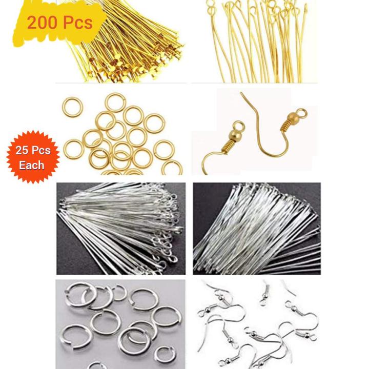 200 Pcs Making Accessories Kit for Jewellery Purpose 25 Pieces Each Item