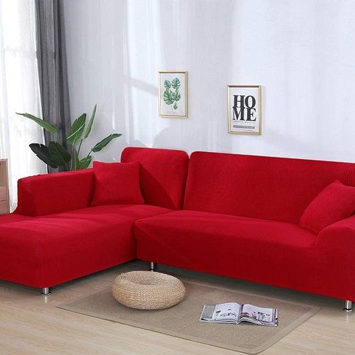 L-shape Sofa Covers - - Red (3+3)