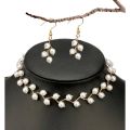 White Stone Pearl Zigzag Ladies Necklace For Women - Simple Choker - Ladies Haar - Neckless For Girls - Women Pendants - Wedding Necklace. 