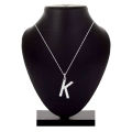 Initial Letter Stainless Steel Silver Alphabet Pendant Necklace Monogram charm cubic zirconia Jewelry Gifts. 