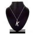 Initial Letter Stainless Steel Silver Alphabet Pendant Necklace Monogram charm cubic zirconia Jewelry Gifts. 