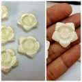 10 Pcs Big Size Off  White Cremay Color Pearl Flower  Beads 27mm. 