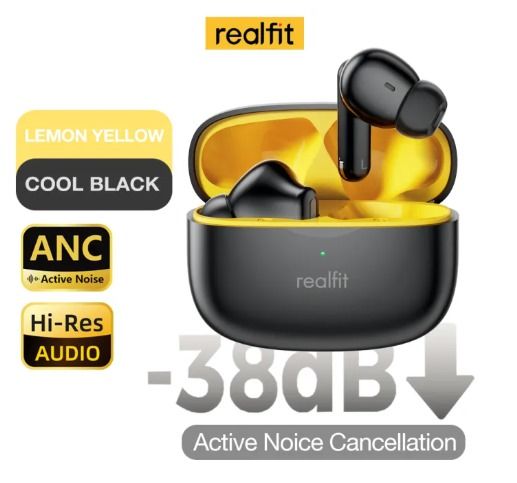 Realfit F3 ANC Active Noise Cancellation Bluetooth Earphones, ENC Call, HIFI Stereo, Superb Bass, Wireless Earbuds for Sport & Gaming. Realfit F3 Pro, F3 Earbuds Case, Covers – Premium Sound & Comfort!