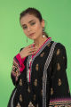 Warda Women Stitched Black & Multi Lawn Print Chikan Kari Single Shirt  LS19093. 