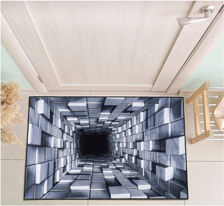 3D Optical Illusion Home Entrance Carpet Door Mat Trippy Living Room Rug Non-Slip Hallway Bedroom Bathroom Mat Kitchen Floor Mat