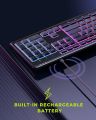 Jelly Comb Backlit Wireless Keyboard, 2.4G Rechargeable Cordless Illuminated Keyboard, Full Size Ergonomic RGB Backlit Gaming Keyboard with Foldable Stand for PC, Laptop, Computer, Desktop, Office model IWG-DHXKB02. 