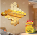 Hexagon Mirror Wall Stickers Acrylic Self Adhesive Mosaic Tiles Sticker Decals Gold for DIY Bedroom Bathroom Home DecorAcrylic Golden Mirror Wall Art 6/12/24/48/72/96 Pcs Customized. 