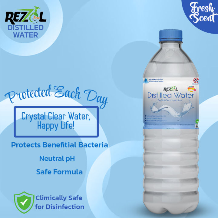 Rezol Distilled Water 1500ml | Pure Distilled Water 1.5L | Ideal for Crafting Cosmetics and Beauty Formulations | Cosmetics-Grade | Car Battery Water.