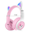 AKZ-07 Cross-Border New Arrival Cartoon Cute Headset Bluetooth Headset RGB Glowing Cat Ears Extra Bass Headphones. 