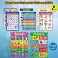 Educational Preschool Poster Learning Charts A4 size for Toddler and Kid for Nursery Homeschool Kindergarten Classroom Different wall posters: alphabet, numbers 1-10, numbers urdu letters, colors & shapes. 