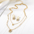 Stunning 3 Piece Crystal Necklace and Earrings Set with Butterfly Design - Fashionable Jewelry Set for Women and Girls. 