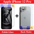 Apple iPhone 12 Pro Glass Protector Clear 2.5D Polish Glass + Matte Back Protector Carbon Soft Skin Sheet For Apple iPhone 12 Pro. 
