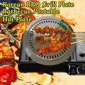 Home Round Iron Korean BBQ Grill Plate Barbecue Non-Stick Pan Set. 