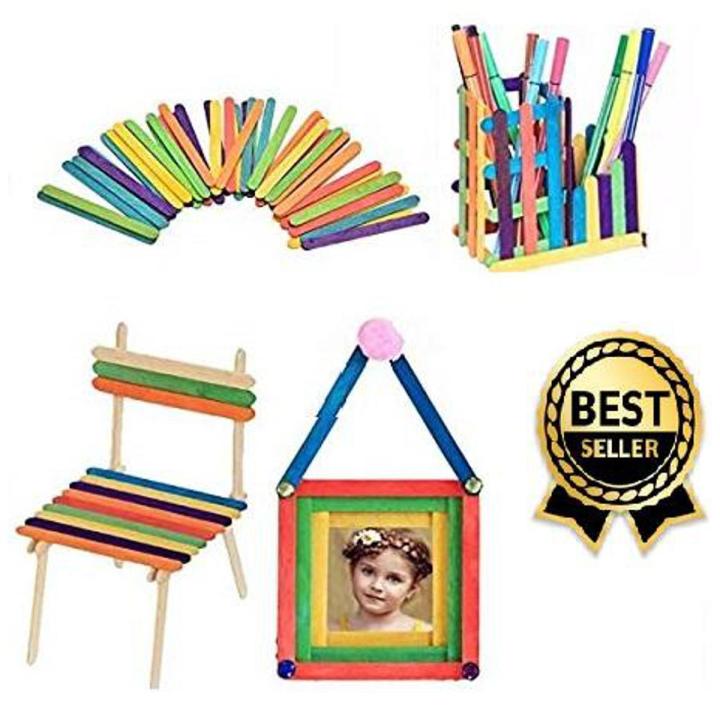 Pack of 200 Small Colored Craft Sticks Ice Cream Sticks Wooden Popsicle Sticks for DIY Craft Creative Designs Children Education  (Length - 4.5 Inches Width - 12 mm)