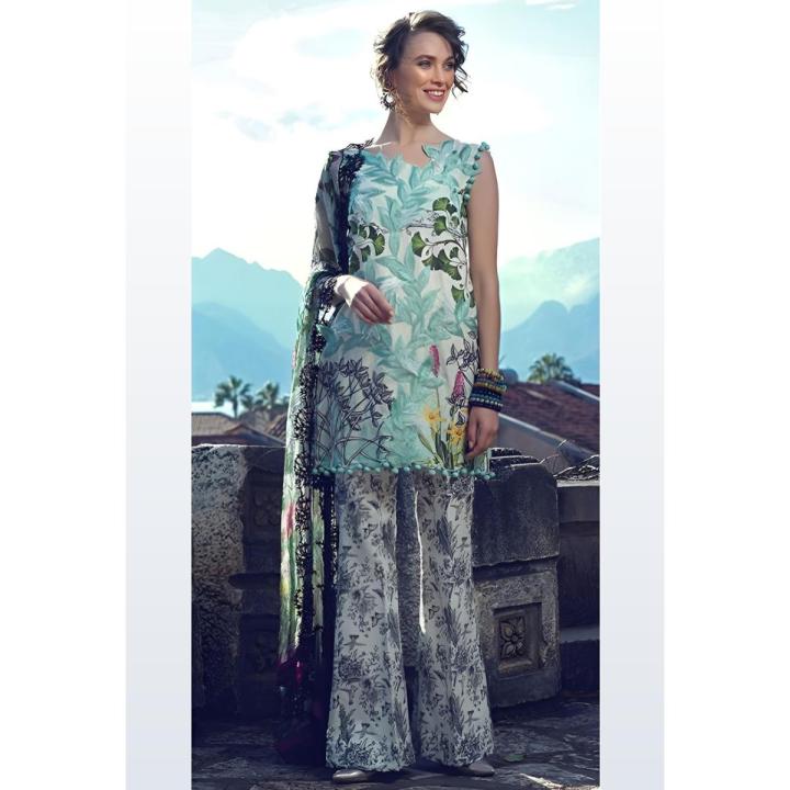 Doux Deal - 3 PC Unstitched Embroidered Lawn Suit with Dupatta
