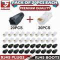 20X RJ45 Connector + Strain Relief Rubber Boots Cover Network LAN Ethernet Patch Cable Plug Caps. 