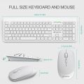 SBARDA - Wireless Keyboard and Mouse Combo, Full Size Compact Silent 2.4 GHz, Wireless Keyboard and Mouse with 13 Multimedia Shortcut Keys for Desktops/Laptops/Mac. (White). 