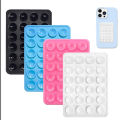 Silicon Suction Pad Phone Holder | Self-Adhesive Rubber Suction Mobile Holder | Silicone Suction Phone Case | Sticky Phone Grip Mount with 24 Suction Cups | Anti-Slip Suction Phone Case Mount for Shower, Mirror | Silicone Mobile Stand for All Phones. 
