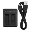 GoPro Hero 3 3+ 4 5 6 7 8 9 10 Battery Charger Dual Port Double Channel Charging Cable for Go Pro 9 Black Gopro9 Hero9  Accessories. 