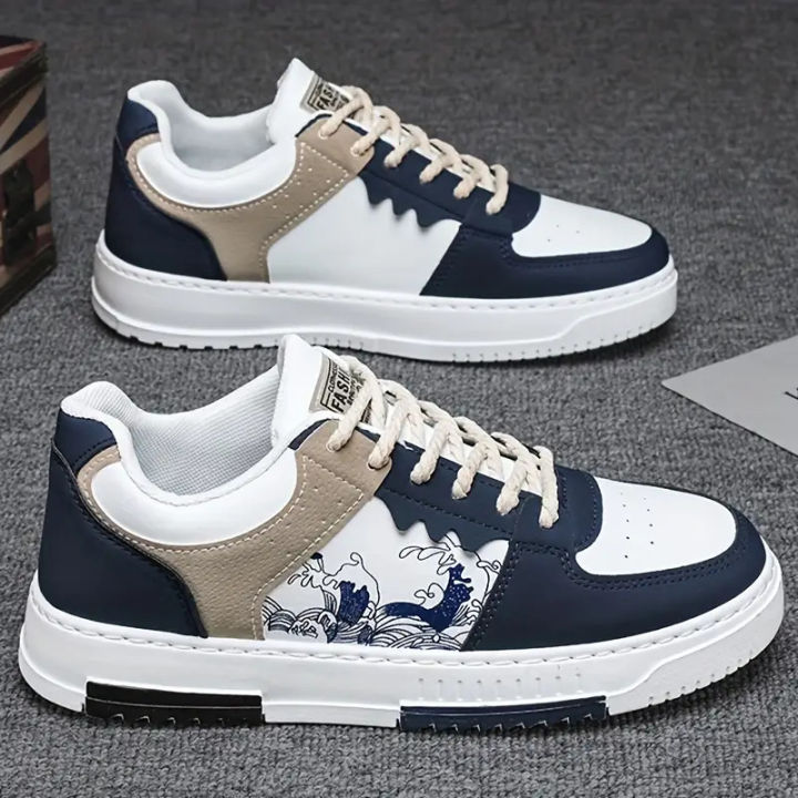 Sneakers for Men, All Season PVC Casual Style Sports Hiking Sneakers Blue & Beige Green Available