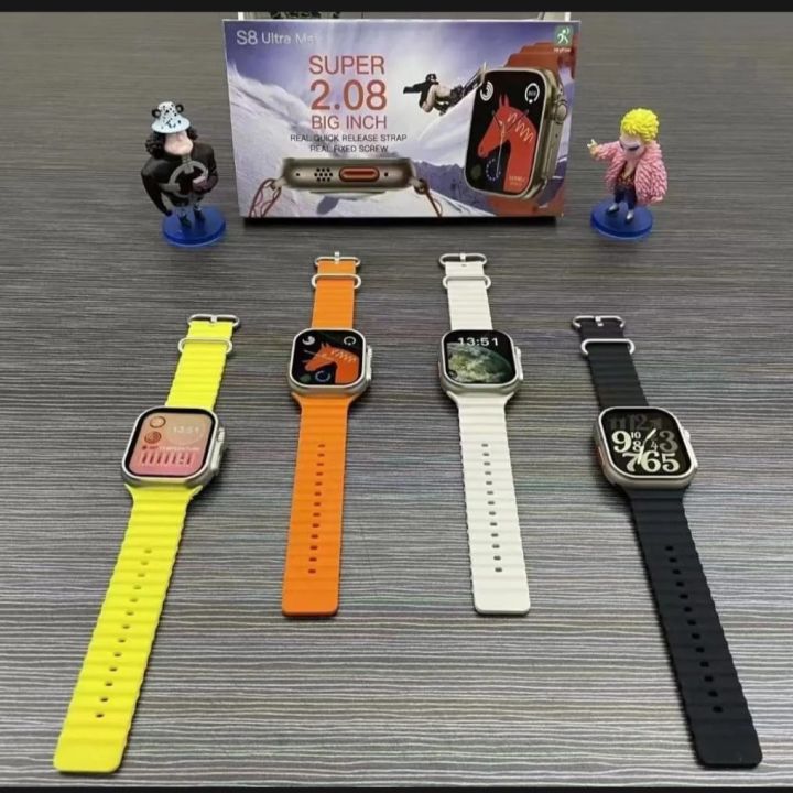Super 2.08 Big Inch S8 ultra Max Series 8 Smart Watch with Wireless Charger NFC Bluetooth Call Sports Sleeping Monitoring Smartwatch ( HryFine )