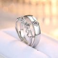 New Design Cubic Zirconia King Queen Silver Couple ring for Women. 