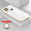 Biruiqu for Infinix Hot 10s Back Cover Luxury 6D Plating Frame Shiny Bling Phone Pounch Soft Silicone Square Phone Case. 