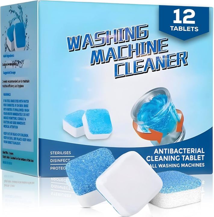 12  pcs Pack Washing Machine Deep Cleaning Tablets – Heavy Duty Drum Cleaner, Bacteria & Odor Remover for Front Load and Top Load Machines