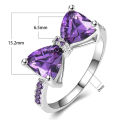 Wedding Engagement Party Bowknot Faux Amethyst Inlaid Finger Ring Bridal Jewelry. 