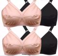 Cross Design Cotton Bra Best Quality Cotton Brazier (Skin & Black). 