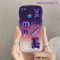 3D Wavy Gradient Baby Bear With Wristband Phone Case for Infinix Smart 7 Smart 6 HD Smart 6 5 4 Note 12 Note 11 10 8 Case Cover. 