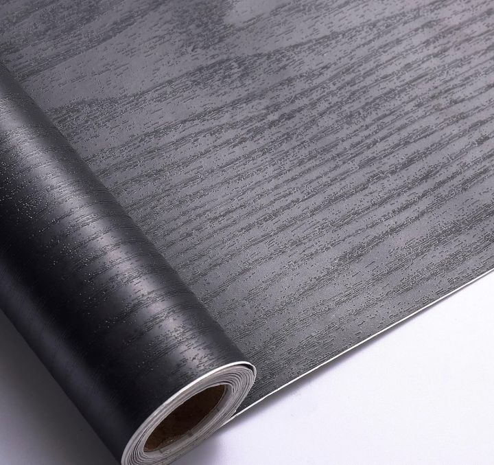 Black Wood Contact Paper Peel and Stick Self-Adhesive Wallpaper,Decorative Vinyl Film for Countertop Cabinets,Easy to Clean