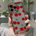 INS Korean Red Cherry Phone Case For iPhone 15 Pro Case iPhone 11 13 12 14 Pro Max XR XS X 7 8 Plus SE Clear Shockproof Cover. 