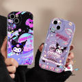 Cartoon Kuromi Dreamy Starry Sky Purple Case Compatible for IPhone 7Plus XR 12 11 14 13 15 Pro Max X XS MAX 15 6S 8 7 Plus SE 2020 Cute Little Bear Doodle 3D Wavy Curved Edge Cover. 
