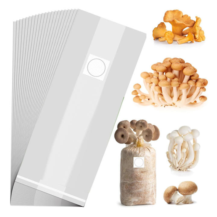 25 Pack Mushroom Grow Bags Polypropylene Mushroom Spawn Bag 8X5X20Inch with Breathable for Substrates Strong Tear