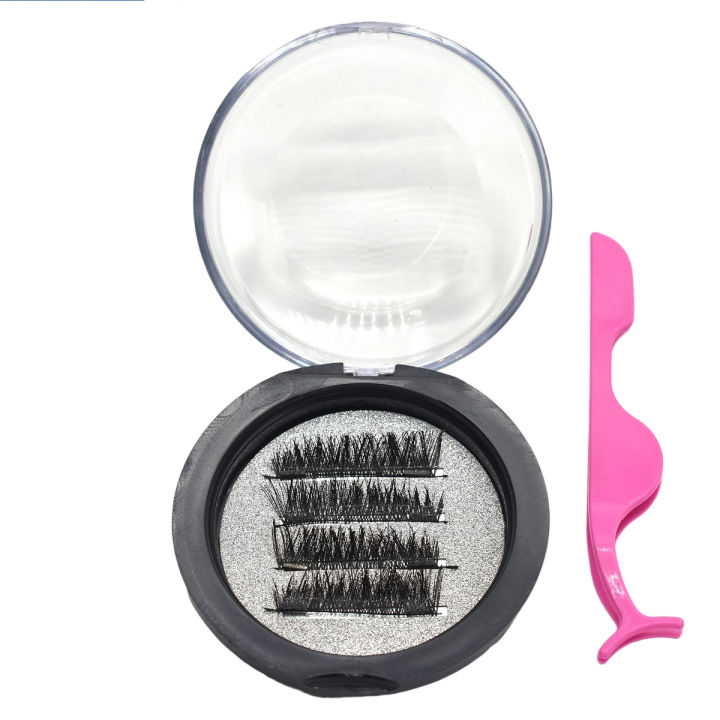 4pcs Magnetic Eyelash With Eyelash Applicator Tweezers Tool