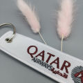 1 PC QATAR AIRWAYS Keychain White Double Sided Embroidered Keychain Fashion Gifts Pilot Trinkets. 