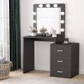 Vanity Table Set with Light Mirror, Makeup Dresser with 3 Drawers – Elegant Bedroom Furniture, Wooden Design, and Square Dressing Table for a Stylish and Functional Upgrade. 