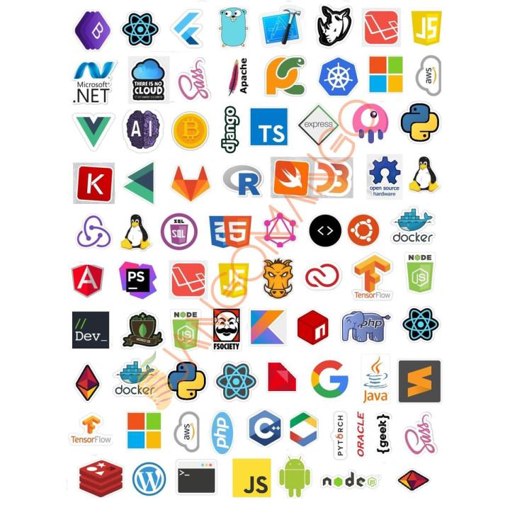 10/15/30 Pcs Cool Programming Language Stickers - Java, JS, PHP7, Python, Vuejs, C, Logo - for Laptop and Phone DIY - JangoMango Store