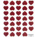 Pack of 30  Red Glitter Love Heart Stickers - - Craft Stickers. 