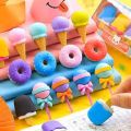 Pack Of 6 mix shaped Creative Rubber With Mini Size Eraser Box Stationery Pencil Erasers Cuisine Shape Eraser For Office Kids Prize Writing Drawing Student Gift. 