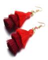 Red - High Quality Multi Layer Tassel Earrings For Women - CIE22. 